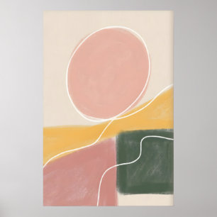 Abstracte geometrische wandkunst - zachte kleuren  poster
