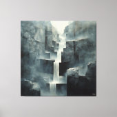 Abstracte geometrische waterval in Misty Canyon Canvas Afdruk (Voorkant)