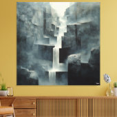 Abstracte geometrische waterval in Misty Canyon Canvas Afdruk (Insitu (Woonkamer))