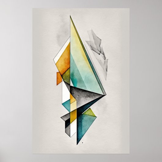 Abstracte geometrische Waterverf ai Art Poster (Voorkant)
