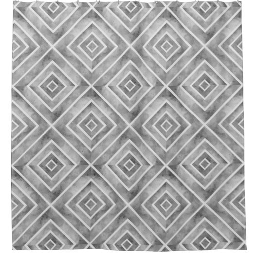 Abstracte geometrische waterverf grijs douchegordijn (Voorkant)