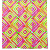 Abstracte geometrische waterverf: warm roze en gro douchegordijn (Voorkant)