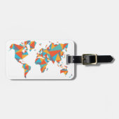 Abstracte geometrische Wereldkaart Bagagelabel (Voorkant horizontaal)