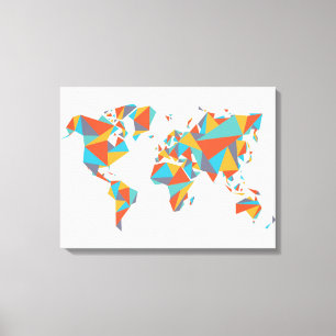 Abstracte geometrische Wereldkaart Canvas Afdruk