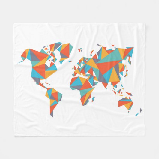 Abstracte geometrische Wereldkaart Fleece Deken (Voorkant (Horizontaal))