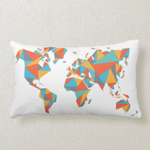 Abstracte Geometrische Wereldkaart Kussen