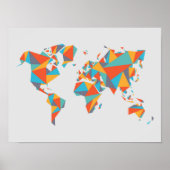 Abstracte geometrische Wereldkaart Poster (Voorkant)