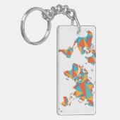 Abstracte geometrische Wereldkaart Sleutelhanger (Voorkant Links)
