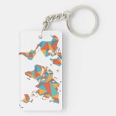 Abstracte geometrische Wereldkaart Sleutelhanger (achterkant)