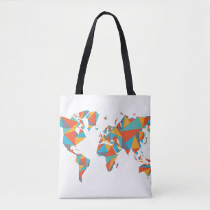 Abstracte geometrische Wereldkaart Tote Bag