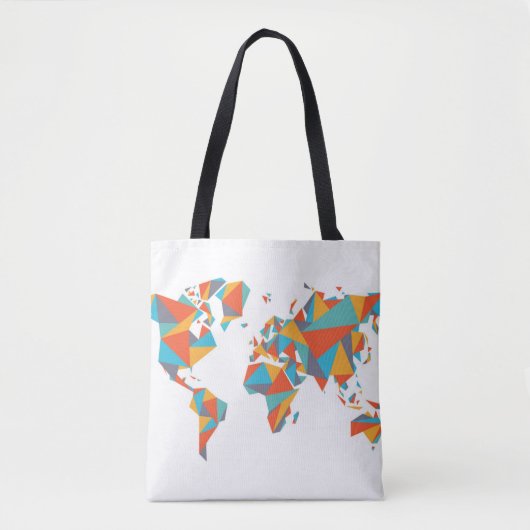Abstracte geometrische Wereldkaart Tote Bag (Voorkant)