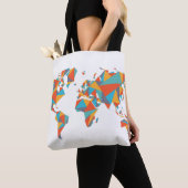 Abstracte geometrische Wereldkaart Tote Bag (Dichtbij)
