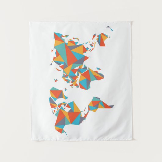 Abstracte geometrische Wereldkaart Wandkleed (Voorkant)