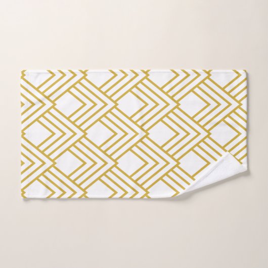 Abstracte geometrische, witte en goudbadhanddoeken bad handdoek (Handdoek)