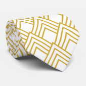 Abstracte geometrische, witte en goudstropdas stropdas (Opgerold)