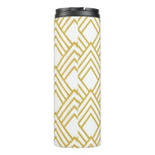 Abstracte geometrische, witte en goudthermische bu thermosbeker (Achterkant)