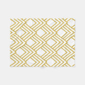 Abstracte geometrische, witte en goudvlooienbleke fleece deken (Voorkant (Horizontaal))