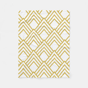 Abstracte geometrische, witte en goudvlooienbleke fleece deken