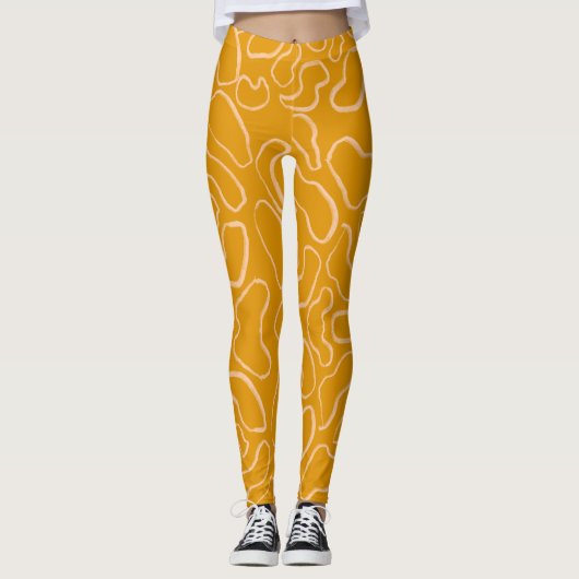 Abstracte geometrische witte ronde vorm leggings (Voorkant)
