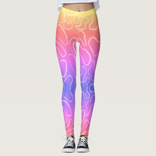 Abstracte geometrische witte ronde vorm leggings (Voorkant)