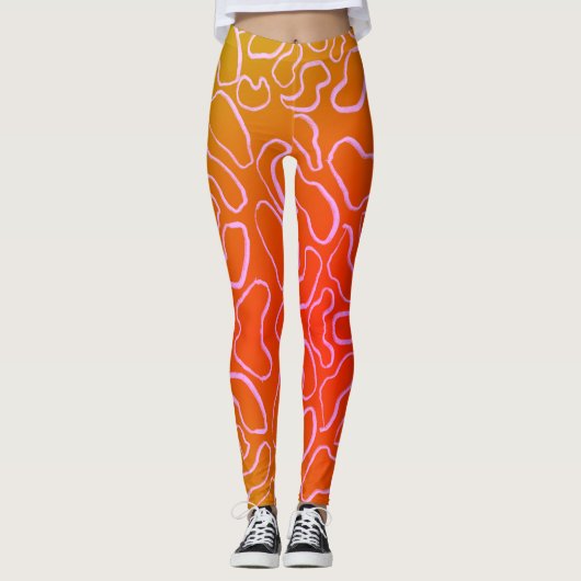 Abstracte geometrische witte ronde vorm leggings (Voorkant)