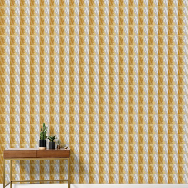 Abstracte geometrische zilvergoud grijs kleine vie behang (Hal)