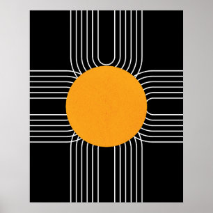 Abstracte Geometrische Zon Mid Century Modern Boho Poster
