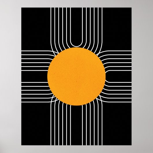 Abstracte Geometrische Zon Mid Century Modern Boho Poster (Voorkant)