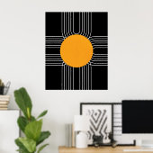 Abstracte Geometrische Zon Mid Century Modern Boho Poster (Thuiskantoor)