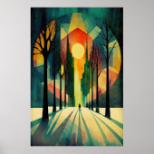 Abstracte geometrische zonsonderstel | Lange schad Poster (Voorkant)