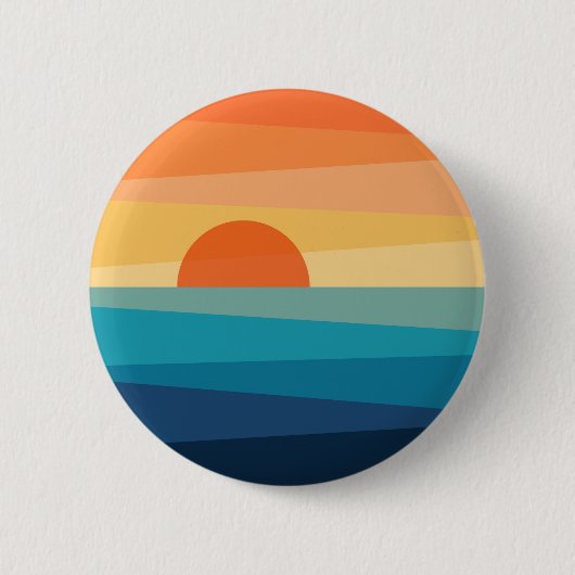 Abstracte geometrische zonsopgang ronde button 5,7 cm (Voorkant)