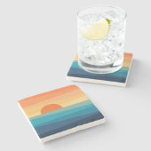 Abstracte geometrische zonsopgang stenen onderzetter (Zijkant)