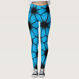 Abstracte Geometrische Zwart Blauw Pricky Cactus T Leggings