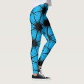 Abstracte Geometrische Zwart Blauw Pricky Cactus T Leggings (Rechts)