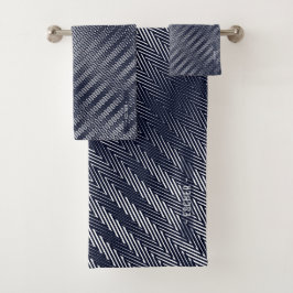 Abstracte geometrische zwart-wit gestreepte manlij bad handdoek