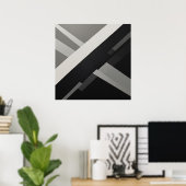 Abstracte geometrische zwart wit grijs poster (Thuiskantoor)