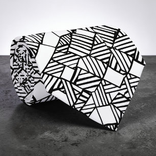 Abstracte geometrische zwart-wit maatwerk stropdas