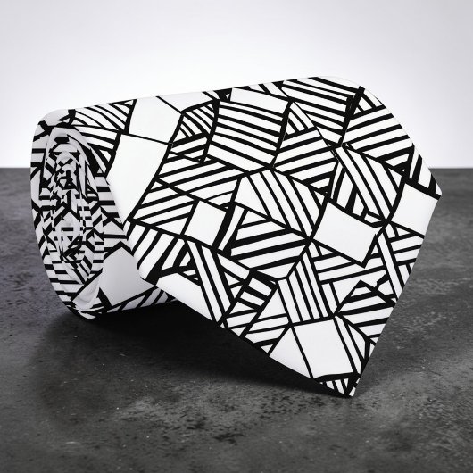 Abstracte geometrische zwart-wit maatwerk stropdas