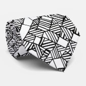 Abstracte geometrische zwart-wit maatwerk stropdas (Opgerold)