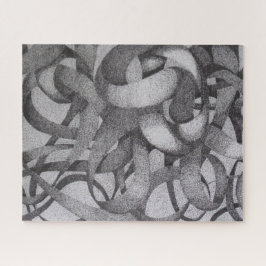 Abstracte Geometrische zwart-witinktlinten Legpuzzel