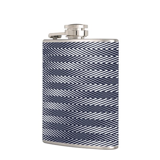 Abstracte geometrische zwarte en witte patroonmode heupfles (Links)