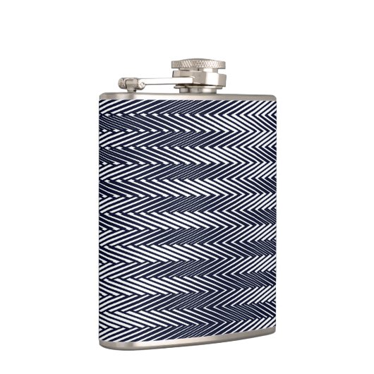 Abstracte geometrische zwarte en witte patroonmode heupfles (Rechts)