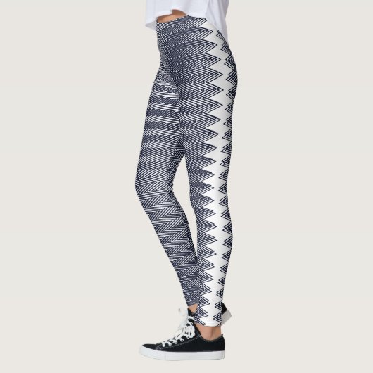 Abstracte geometrische zwarte en witte strepen, dr leggings (Links)
