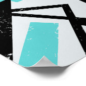 Abstracte geometrische zwarte lijnen met blauwe re poster (Hoek)