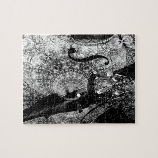 Abstracte gepatterde cello in zwart-wit legpuzzel (Horizontaal)