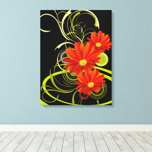 Abstracte Gerbera Canvas Afdruk (Insitu (Houten vloer))