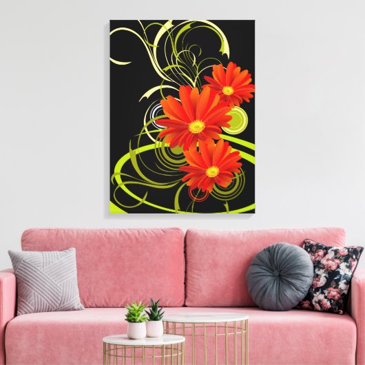 Abstracte Gerbera Canvas Afdruk (Insitu (Woonkamer))