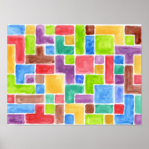 Abstracte geschilderde achtergrond van de waterver poster