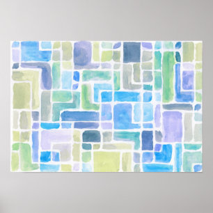 Abstracte geschilderde achtergrond van de waterver poster