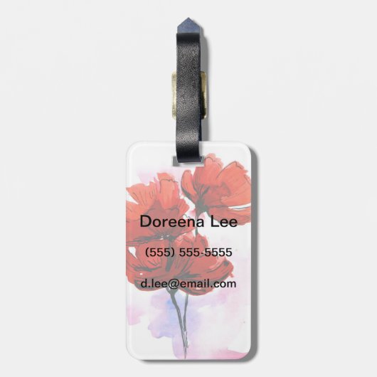 Abstracte geschilderde florale achtergrond 2 bagagelabel (Achterkant verticaal)